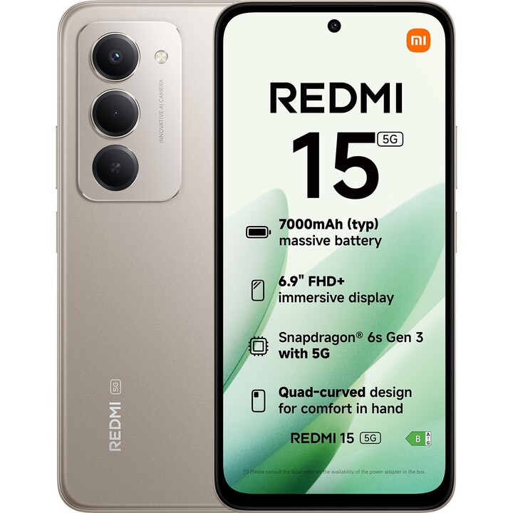 Xiaomi Redmi 15 5G NFC, 4GB RAM 128GB, SIM dual, 6.90 HD+ 144Hz, 7000 mAh, Titán Gris