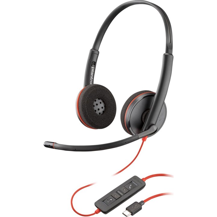 POLY Blackwire C3220 Stereo-USB-C-Headset, kabelgebunden, Kopfbügel, Büro/Callcenter, USB Typ C, Schwarz