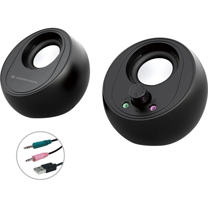 Altavoces 2.0 Conceptronic Bjorn01b 10w Color Negro Jack 3.5 Y Bluetooth Alimentación Usb