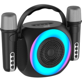 COOL UNIVERSAL BLUETOOTH MUSIC SPEAKER 6W MINI KARAOKE PARTY + 2 MICROFONES PRETO