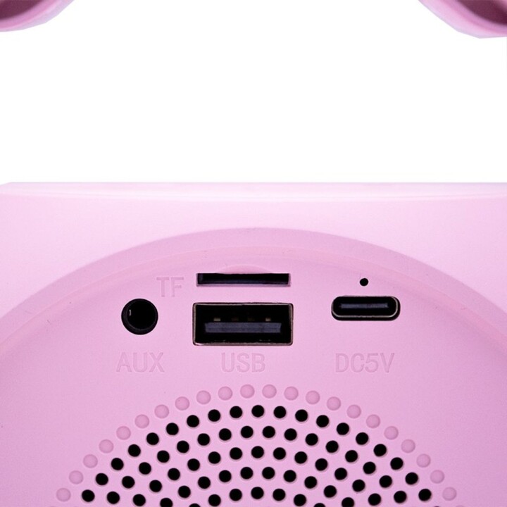 COOLER UNIVERSAL-BLUETOOTH-MUSIKLAUTSPRECHER 6 W MINI-KARAOKE-PARTY + 2 MIKROFONE ROSA