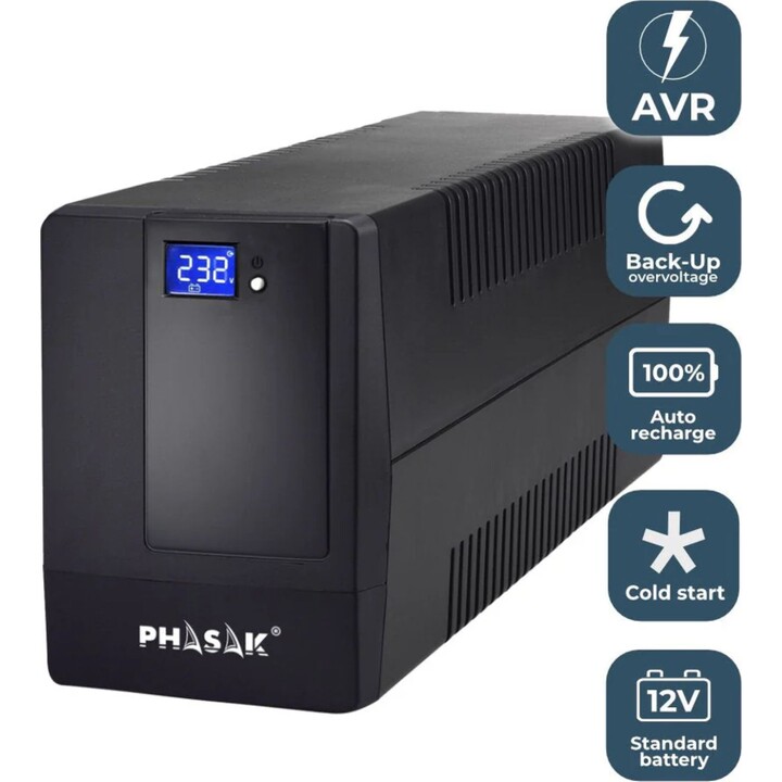 PHASAK PH 9406 SAI interactivo 600 VA 360 W negro