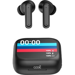 COOL Ambient Auriculares inalámbricos estéreo Bluetooth ANC con pantalla LCD, negro