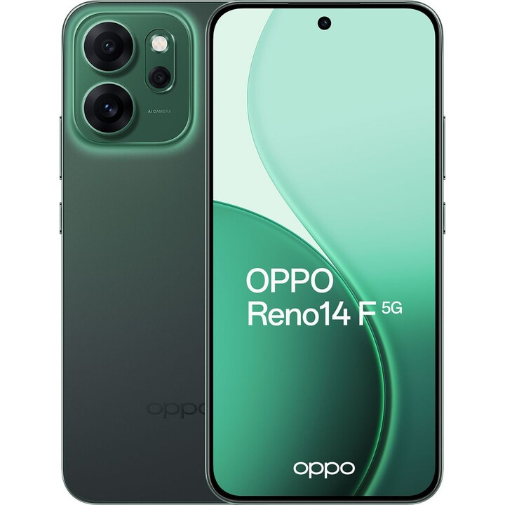 OPPO Reno14 F 5G, 8GB 256GB, 6.57 AMOLED, 50MP, IP69, Fast Charging, 45W, Luminous Green