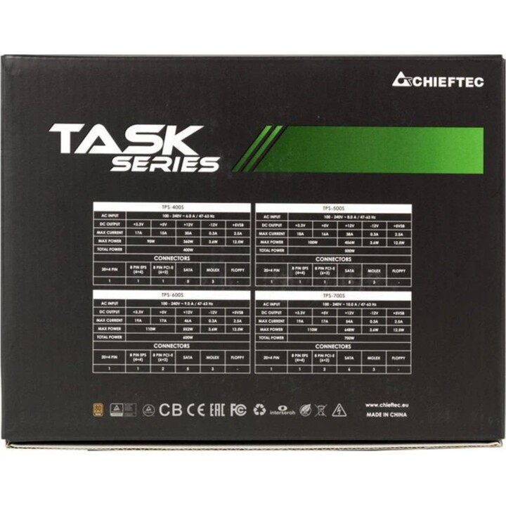 Fonte de alimentação Chieftec Task TPS-700S 700 W 20+4 pinos ATX ATX Preto