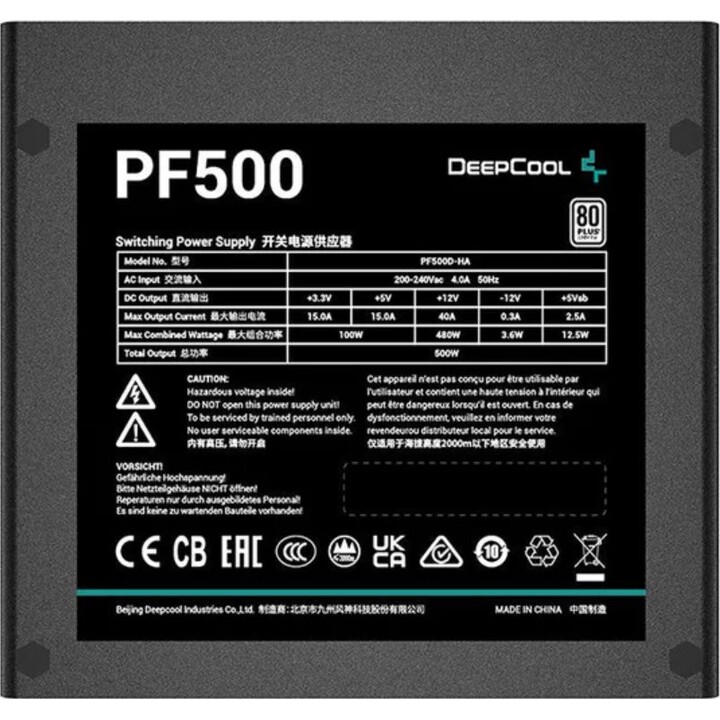 Fuente de Alimentación Deepcool Pf500 500 W, 80 Plus