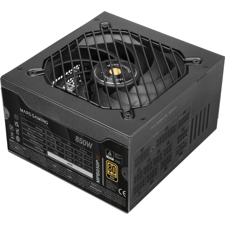 Mars Gaming Fuente de Alimentación 850w Modular Atx 3.1 80+ Gold 140mm Silent Negro