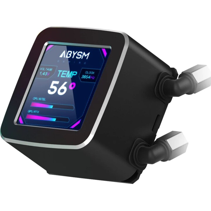 ABYSM Oceanic LCD 240 ARGB Procesador Sistema de refrigeración líquida todo en uno 12 cm Negro