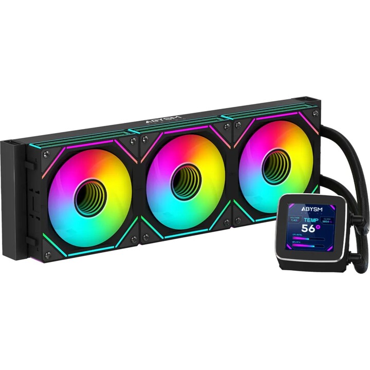 ABYSM Oceanic LCD 360 ARGB Procesador Sistema de refrigeración líquida todo en uno 12 cm Negro