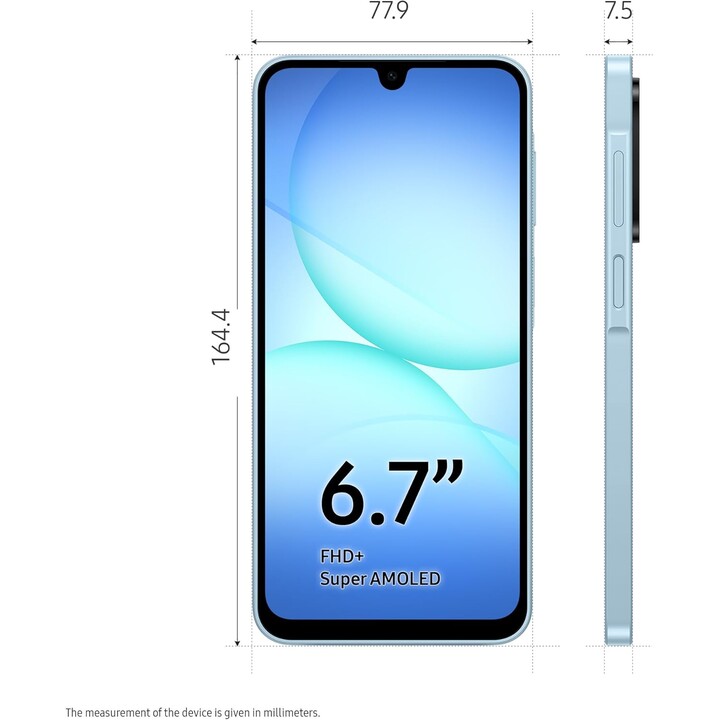 Samsung Galaxy A17 4G, 4GB RAM 128GB, AI -Smartphone, schlanker 7,5 -mm -Rahmen, 50 MP Kamera, 5000mah, hellblau