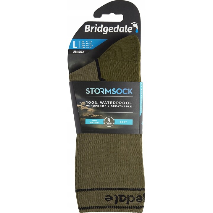 Bridgedale Stormsock Mid Boot Waterproof Socks - Khaki/Olive