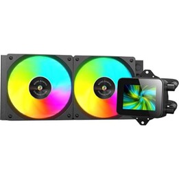Système de refroidissement liquide Mars Gaming MLVision 240 noir, 2 ventilateurs Argb TPD 120 mm, 500 W, écran LCD