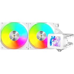 Système de refroidissement liquide Mars Gaming MLVision 240 W, blanc, 2 x 120 mm Argb TPD, écran LCD 500 W
