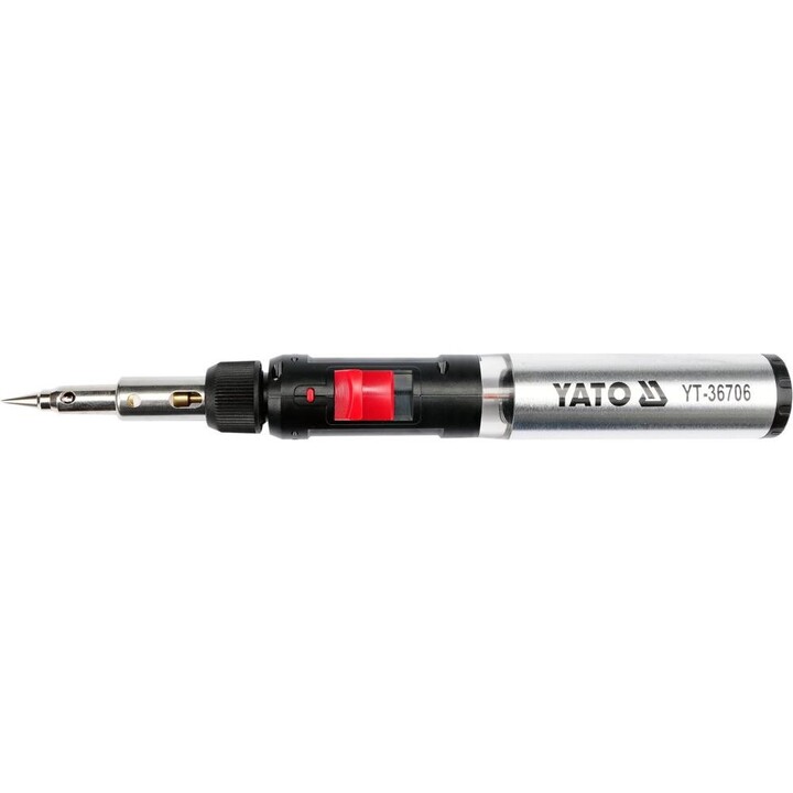 Yato YT-36706 cautín Soldador de gas 1300 °C Negro, Rojo, Acero inoxidable