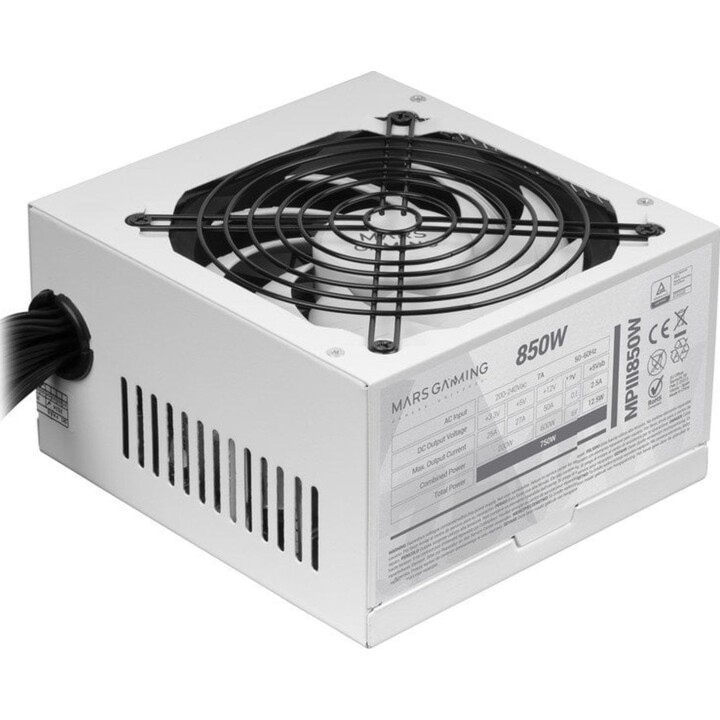 Mars Gaming MPIII850 Fuente Alimentación PC ATX 850W, 85% Eficiencia Ai-rpm Blanco