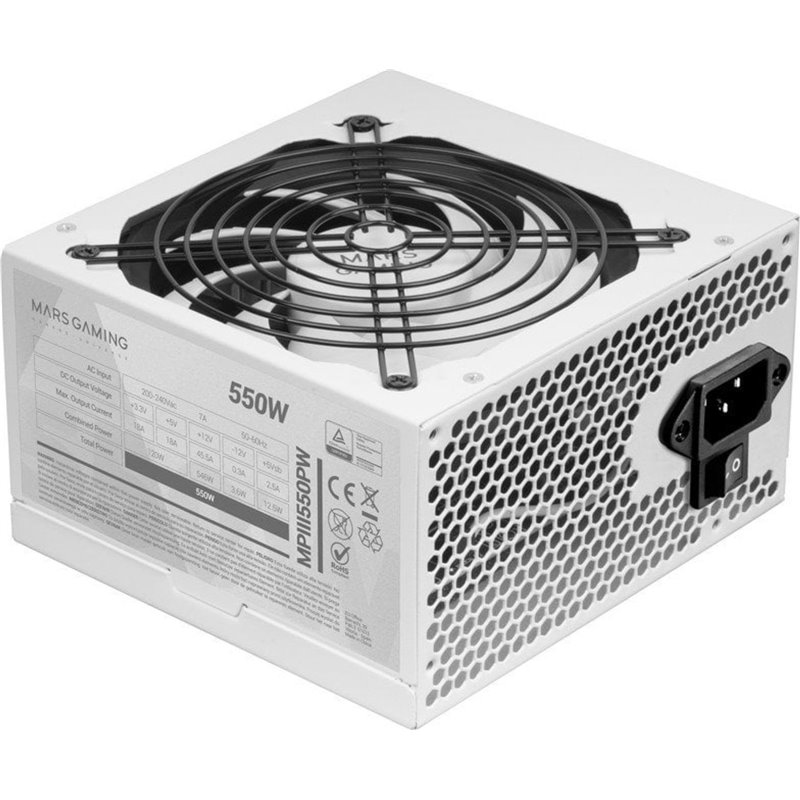 Mars Gaming MPIII550P Fuente Alimentación 550W Blanca Ventilador 120mm