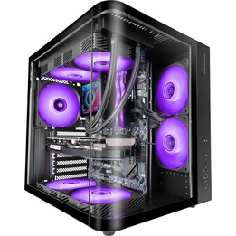 Mars Gaming McCurv Mid-Tower ATX Case, Nero, Vetro temperato Continuo, GPU Max 334mm, 1x3.5, 2x2.5