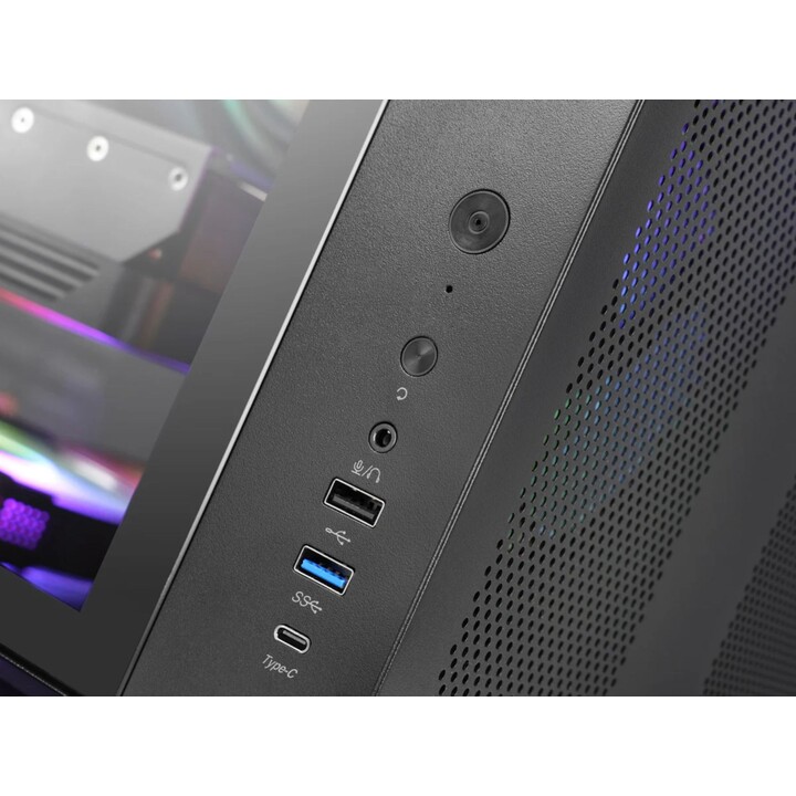 Mars Gaming McCurv Mid-Tower ATX Case, Nero, Vetro temperato Continuo, GPU Max 334mm, 1x3.5, 2x2.5