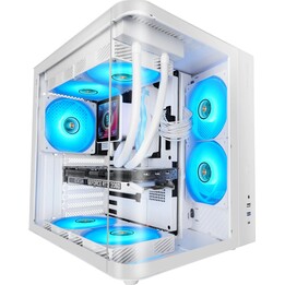 Mars Gaming McCurv Mid-Tower ATX Case, White, Continuous Tempered Glass, Max GPU 334mm, 1x3.5, 2x2.5