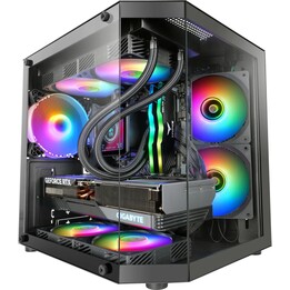 Torre PC Mars Gaming Mc-3tlite Caja Gaming Microatx Triple Cristal Templado Ventilador Frgb 120mm Negra