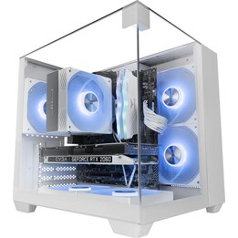 Microatx gaming case mars gaming mcvisionmw triple tempered glass gpu 330mm 1x3.5 1x2.5 white