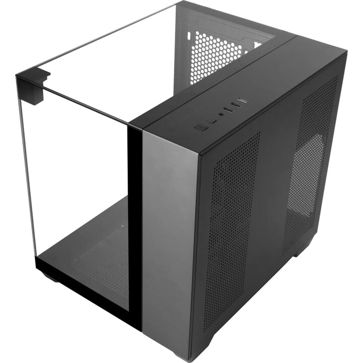 Boîtier gaming MicroATX Mars Gaming McVisionM, triple GPU en verre trempé, 330 mm, 1 x 3,5 et 1 x 2,5, noir
