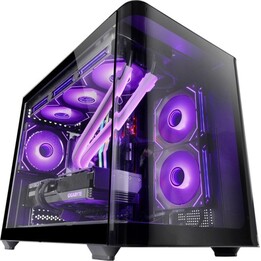 Microatx gaming case mars gaming mcfusionm curved glass gpu 445mm 1x3.5 2x2.5 black