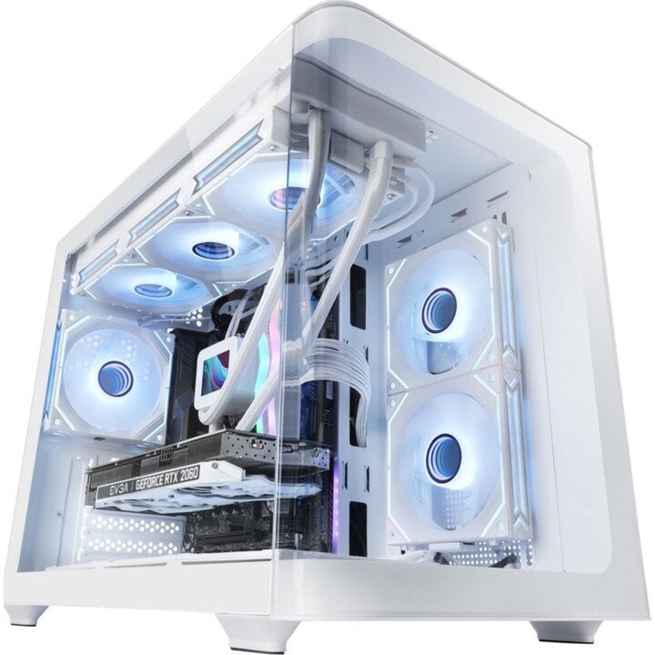 Torre PC Mars Gaming MC-FUSIONM Caja Gaming Micro-ATX Cristal Templado Continuo Curvo Doble Cámara Blanco