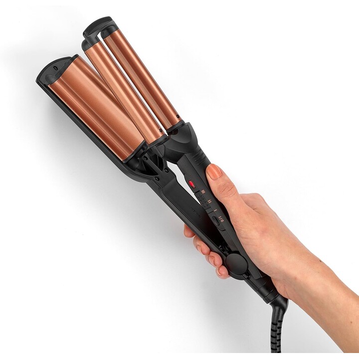 Plancha de pelo BaByliss W2447E con revestimiento de cerámica, 160 °C-200 °C, negro-dorado