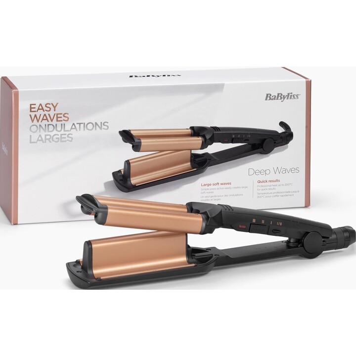 Plancha de pelo BaByliss W2447E con revestimiento de cerámica, 160 °C-200 °C, negro-dorado