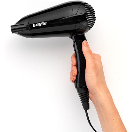 Secador de pelo de viaje plegable BaByliss 5344E 2000 W, ligero y potente, multivoltaje, compacto, negro/naranja