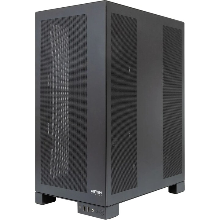 Abysm AI Pro 100 Workstation Tower E-ATX-Gehäuse, Schwarz, 9 Steckplätze, 6 SSD, 2 HDD, 2 USB 3.0, 1 USB-C