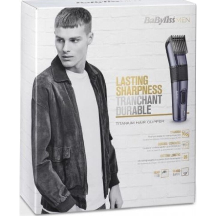 BaByliss E976E tondeuse à cheveux Noir, Titane
