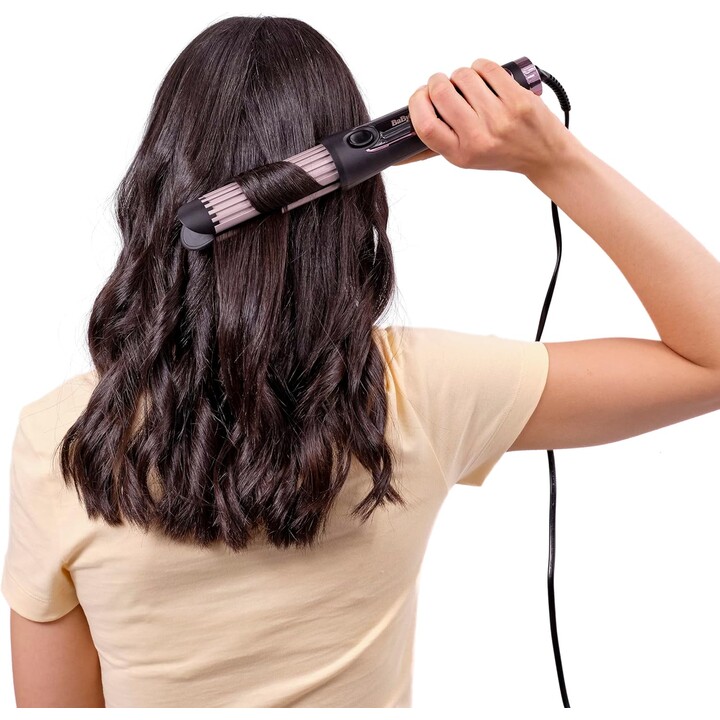 Rizador de peloBaByliss C112E Curl Style Luxe, placa de cerámica doble, 3 ajustes de temperatura
