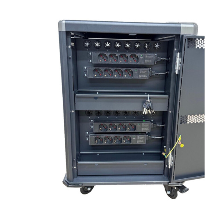 Chariot et armoire pour appareils mobiles Ewent Ew1703, chariot de gestion et de chargement pour appareils mobiles, noir et gris