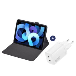 Étui de protection 4smarts DailyBiz pour Apple iPad 10.9 et 11 pouces (10e et 11e génération) noir et chargeur PDPlug Dual 45 W 