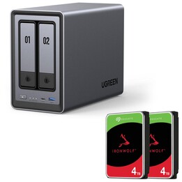 Système NAS Ugreen NASync DXP2800 à 2 baies + disque dur SEAGATE 8 To (2 x 4 To)