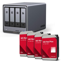 Ugreen NASync DXP4800 Plus + disco rígido Western Digital de 16 TB (4 x 4 TB)