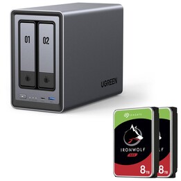 Ugreen NASync DXP2800 2-Bay NAS System + 16 TB (2 x 8 TB) SEAGATE Hard Drive