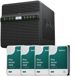 Synology DiskStation DS423, server NAS a 4 alloggiamenti + 4 dischi rigidi Synology Plus SATA 6Gb/s da 3,5" da 4 TB (16 TB)