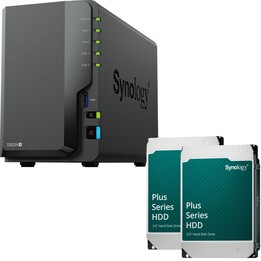Servidor NAS de 2 bahías Synology DiskStation DS224+ + 2 discos duros Synology Plus SATA de 3,5" y 6 Gb/s de 12 TB (24 TB)