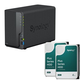 Boîtier serveur NAS Synology DiskStation DS223 à 2 baies + 2 disques durs Synology Plus 3,5" SATA 6 Gbit/s 4 To (8 To)
