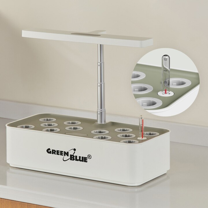 Sistema di coltivazione intelligente per piante da interno GreenBlue, vaso SMART, capacità 4L, per 12 piante, LED a spettro comp
