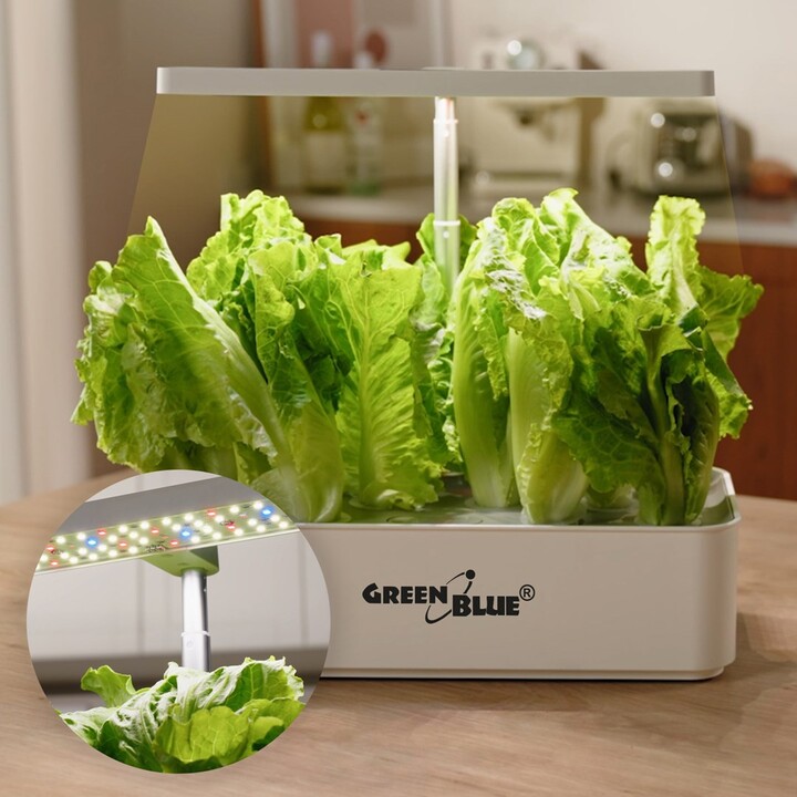 Sistema di coltivazione intelligente per piante da interno GreenBlue, vaso SMART, capacità 4L, per 12 piante, LED a spettro comp