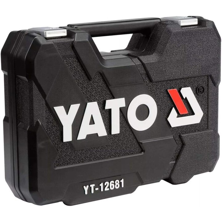 YATO YT-12681 Juego de Llaves de Vaso Profesional 94 Piezas para Mecánicos, Acabado Acero Satinado