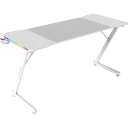 Mars Gaming MGDX140RGBW Table, Steel Chassis, 140x60x75, Carbon Fiber, RGB Controller, Cable Management, White