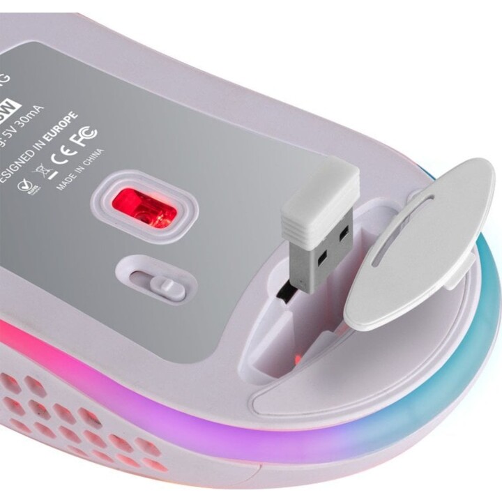 Mouse para jogos sem fio Mars Gaming MMW3W/bateria recarregável/até 3200 DPI/branco