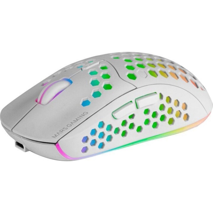 Mouse da gioco wireless Mars Gaming MMW3W/Batteria ricaricabile/Fino a 3200 DPI/Bianco