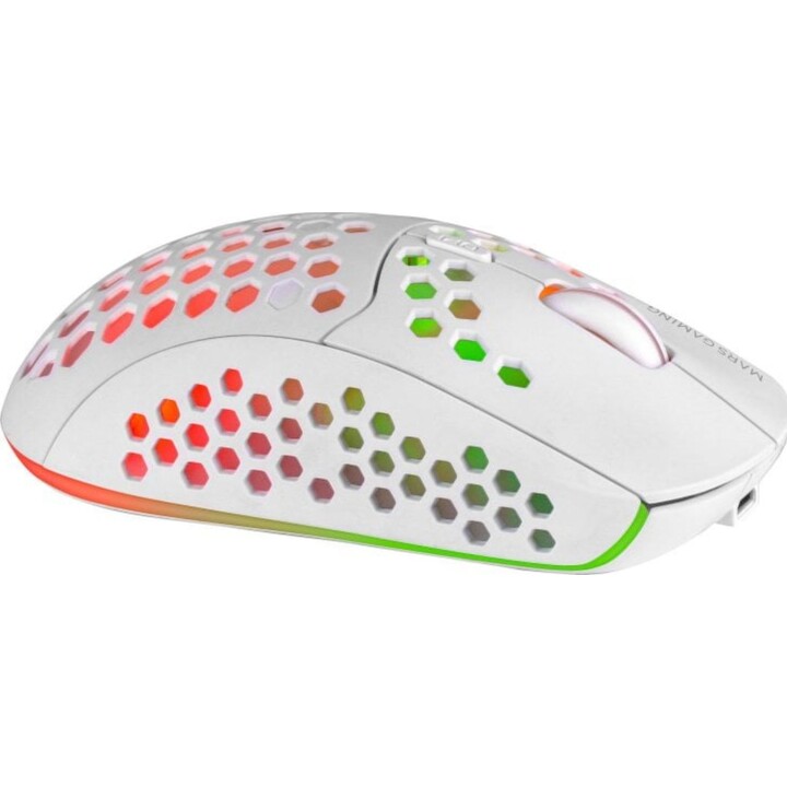 Mouse da gioco wireless Mars Gaming MMW3W/Batteria ricaricabile/Fino a 3200 DPI/Bianco