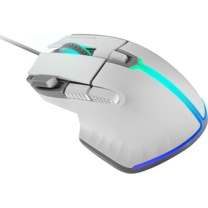 Mars Gaming MM-XT Ratón Gaming RGB Ergonómico con Reposa Pulgar 12800DPI Blanco